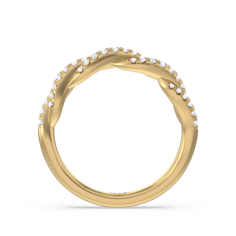Twisted Vine Diamond Wedding Band with 18KT Yellow Gold Cut Diamond in 14KT Yellow Gold view 2
