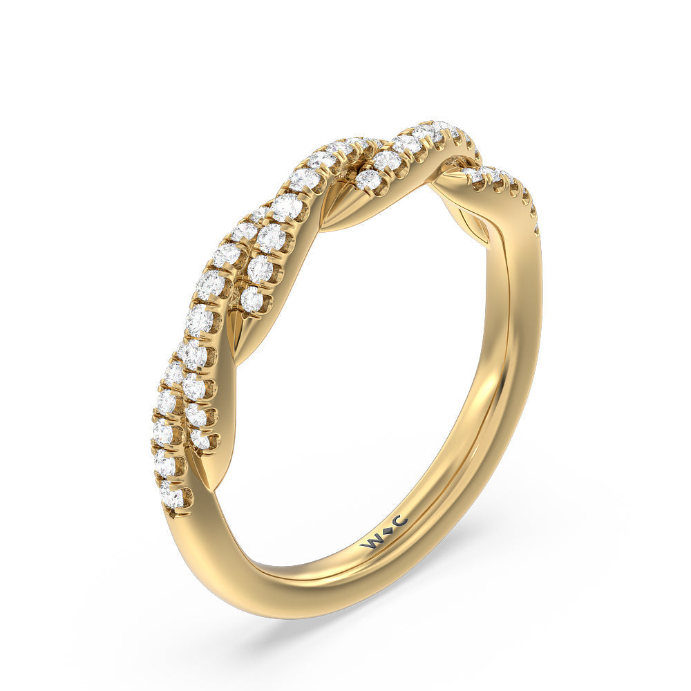 Twisted Vine Diamond Wedding Band with 18KT Yellow Gold Cut Diamond in 14KT Yellow Gold view 4

