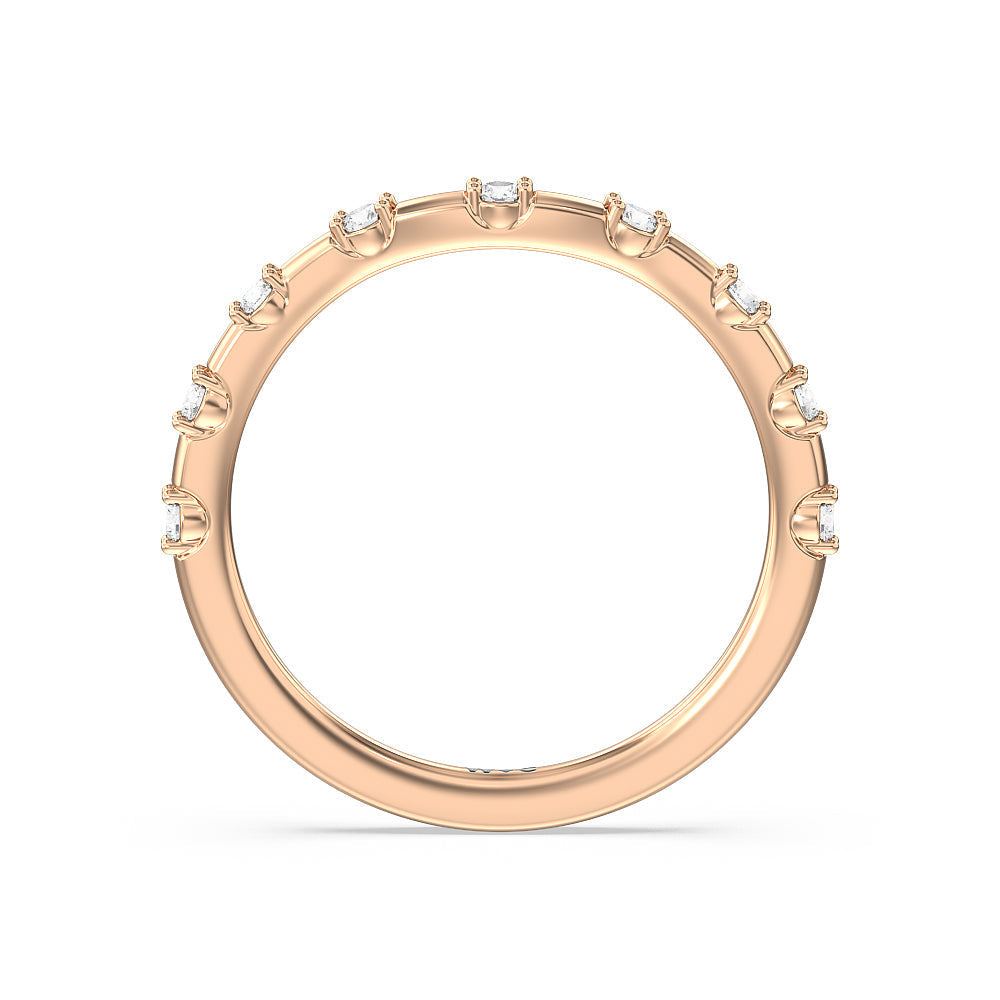 Fancy Pave Halo Diamond Wedding Band with 18KT Rose Gold Cut Diamond in 14KT Rose Gold view 2
