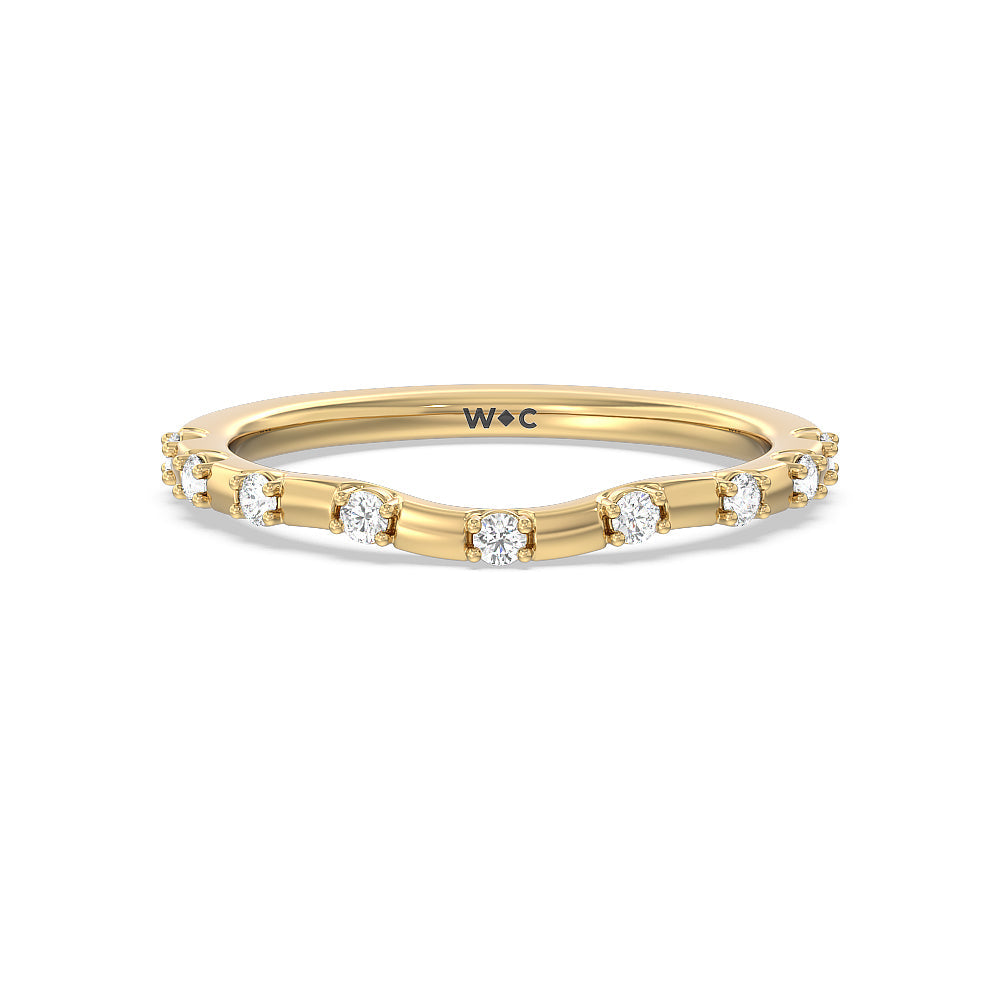 Fancy Pave Halo Diamond Wedding Band with 18KT Yellow Gold Cut Diamond in 14KT Yellow Gold view 1
