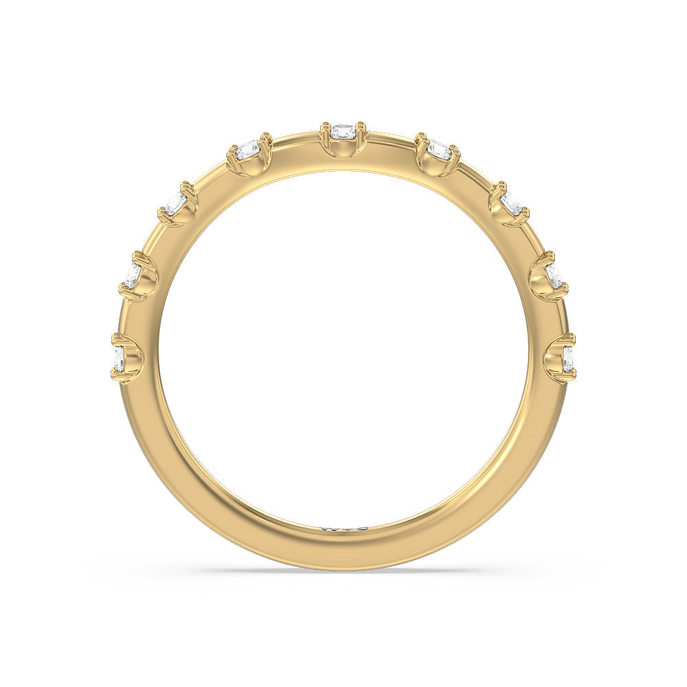 Fancy Pave Halo Diamond Wedding Band with 18KT Yellow Gold Cut Diamond in 14KT Yellow Gold view 2

