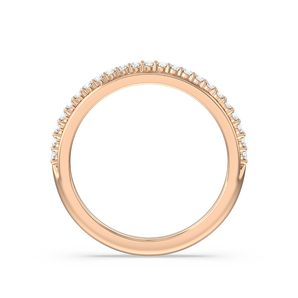 Inlay Diamond Wedding Band with 18KT Rose Gold Cut Diamond in 14KT Rose Gold view 2
