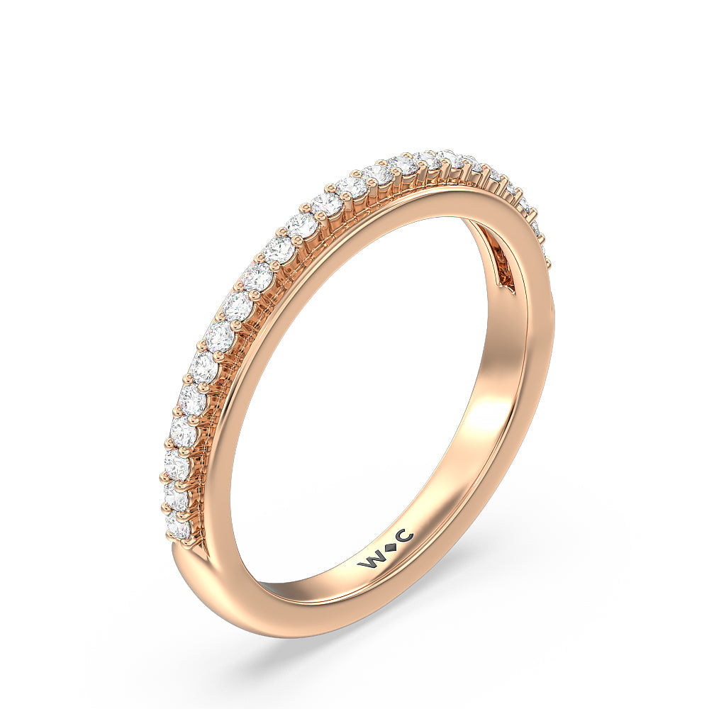 Inlay Diamond Wedding Band with 18KT Rose Gold Cut Diamond in 14KT Rose Gold view 4
