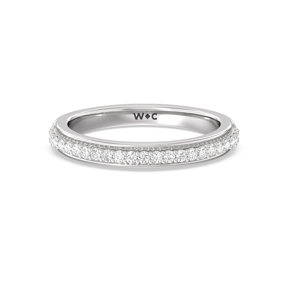 Inlay Diamond Wedding Band with Platinum Cut Diamond in 14KT Platinum view 1
