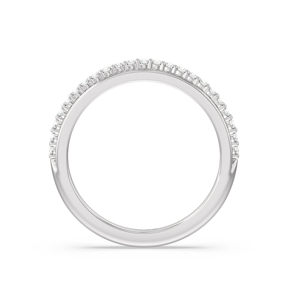 Inlay Diamond Wedding Band with Platinum Cut Diamond in 14KT Platinum view 2
