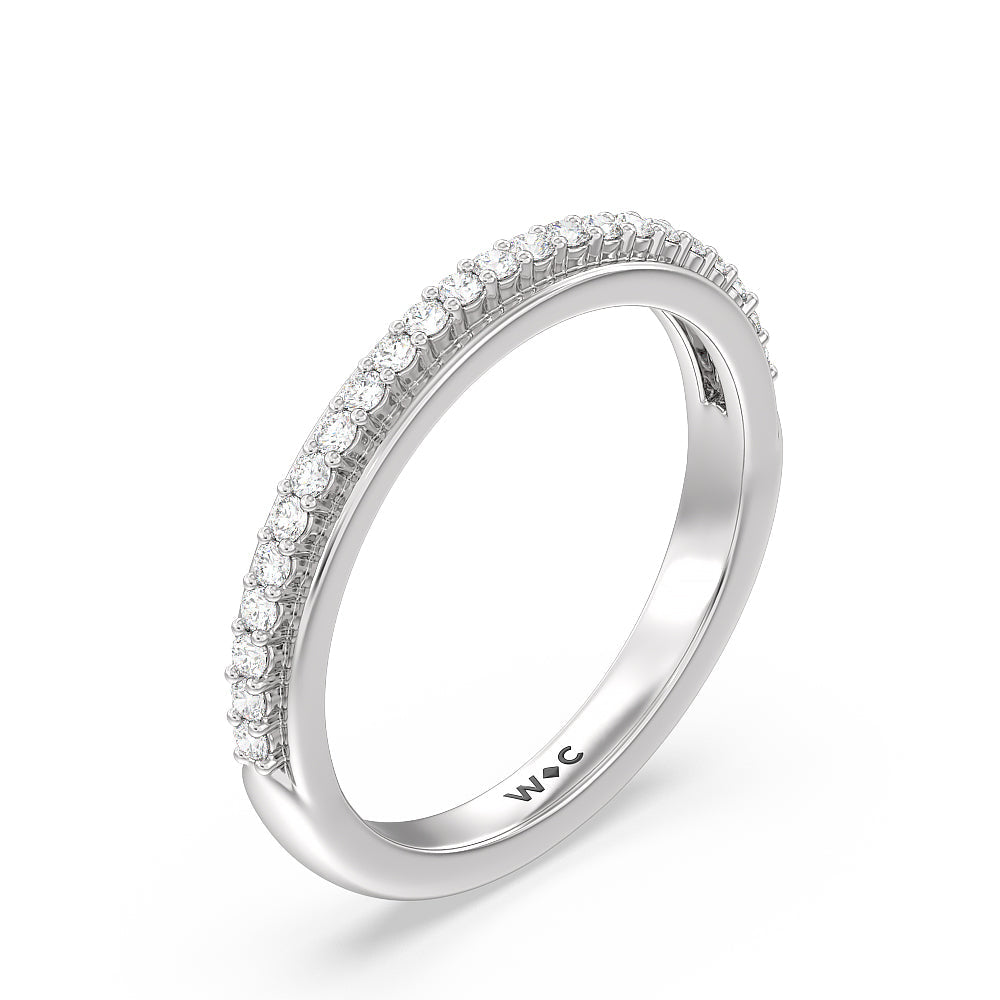 Inlay Diamond Wedding Band with Platinum Cut Diamond in 14KT Platinum view 4
