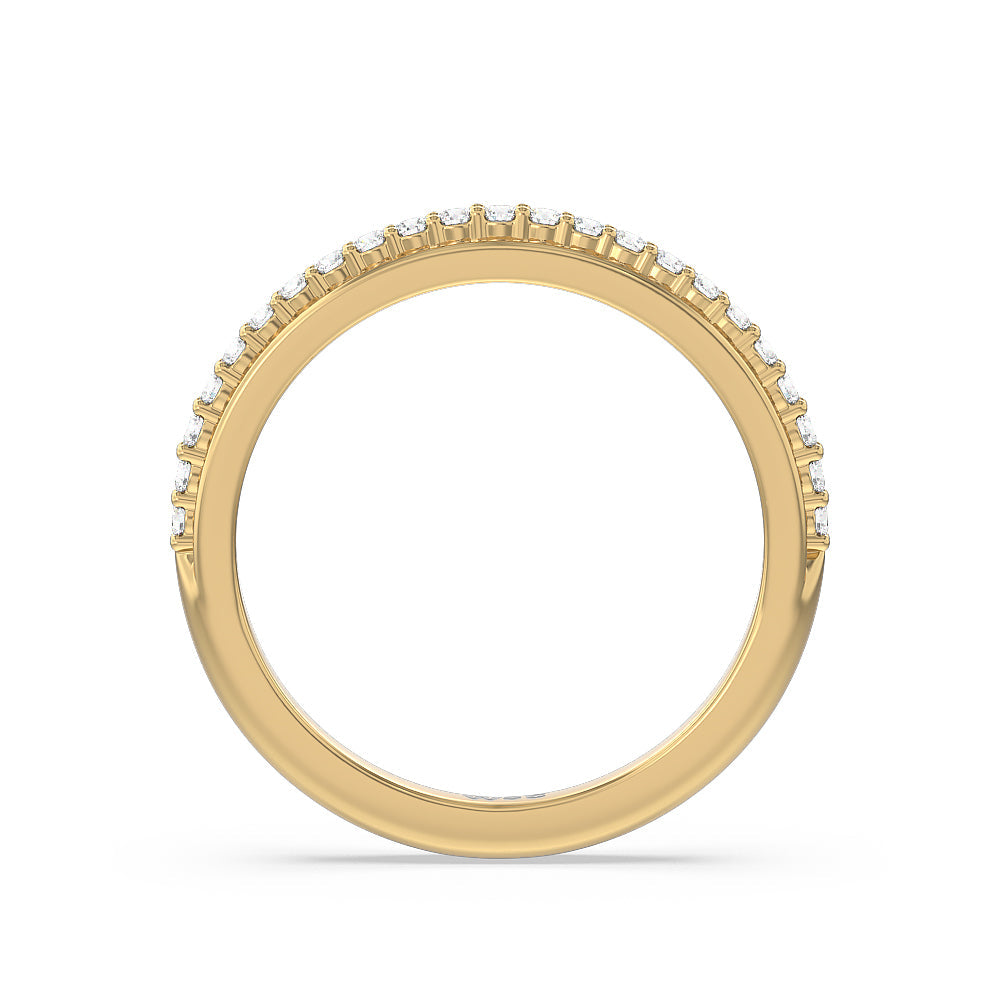 Inlay Diamond Wedding Band with 18KT Yellow Gold Cut Diamond in 14KT Yellow Gold view 2
