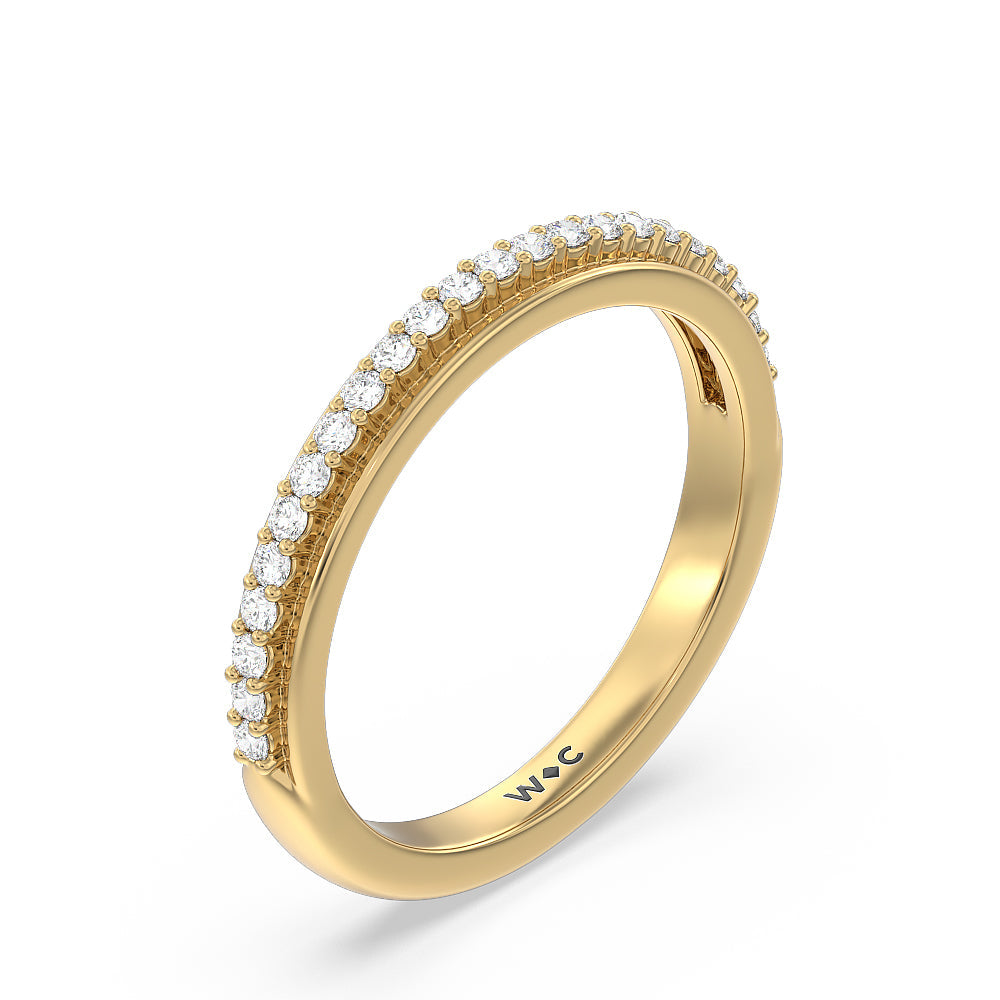 Inlay Diamond Wedding Band with 18KT Yellow Gold Cut Diamond in 14KT Yellow Gold view 4
