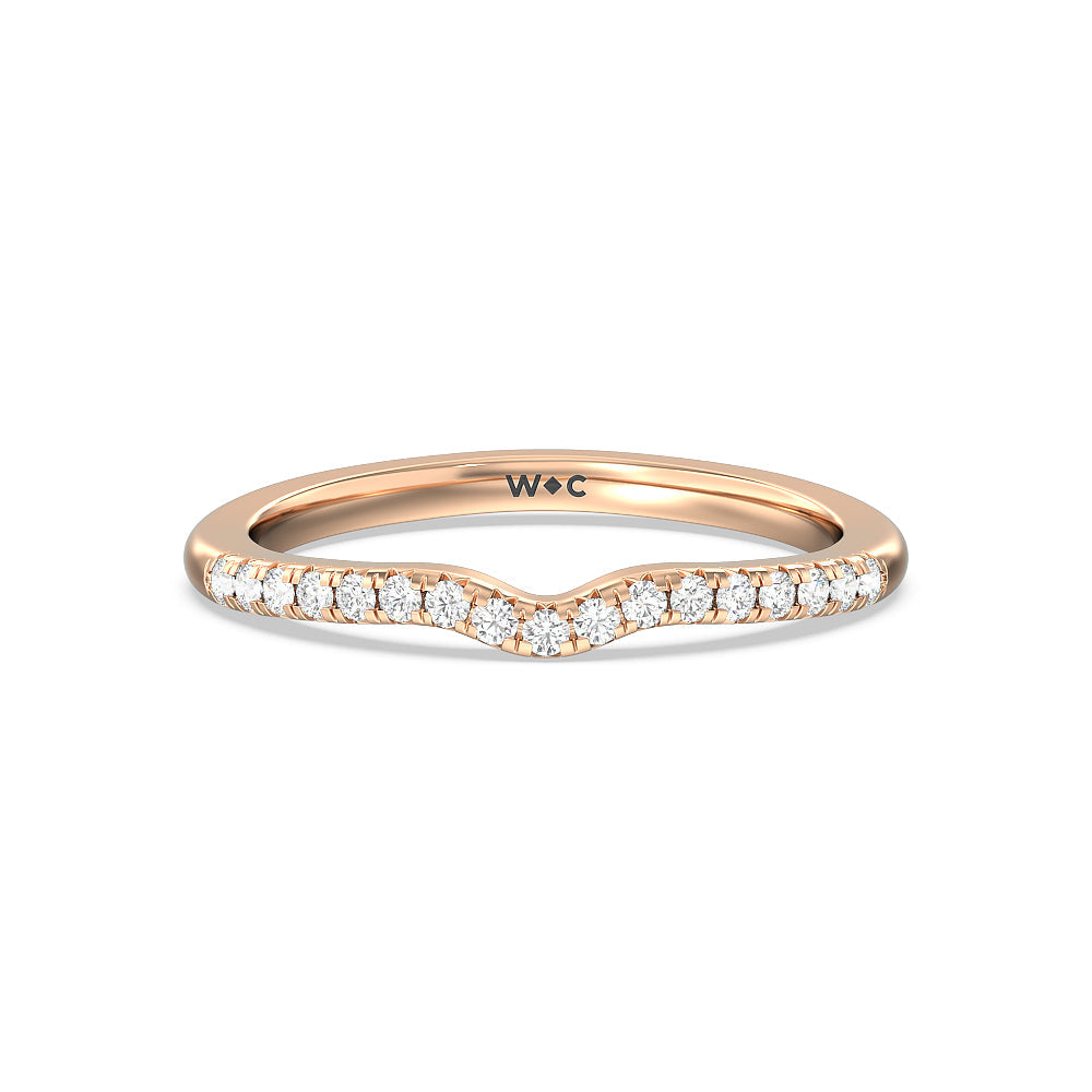 Blossom Crescent Diamond Wedding Band with 18KT Rose Gold Cut Diamond in 14KT Rose Gold view 1
