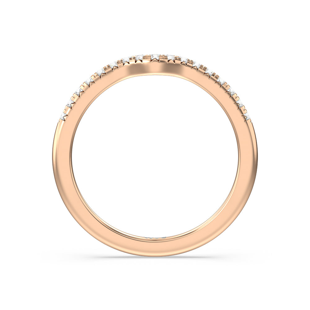 Blossom Crescent Diamond Wedding Band with 18KT Rose Gold Cut Diamond in 14KT Rose Gold view 2
