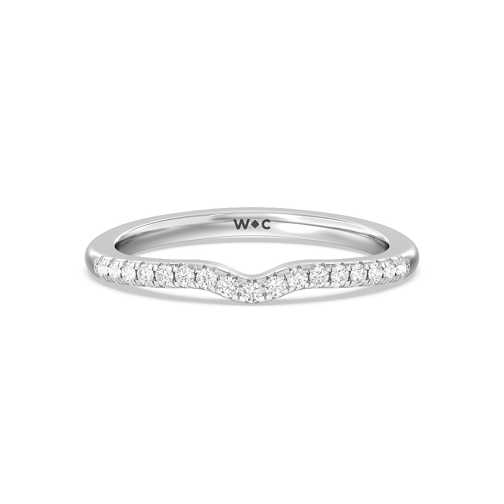 Blossom Crescent Diamond Wedding Band with Platinum Cut Diamond in 14KT Platinum view 1
