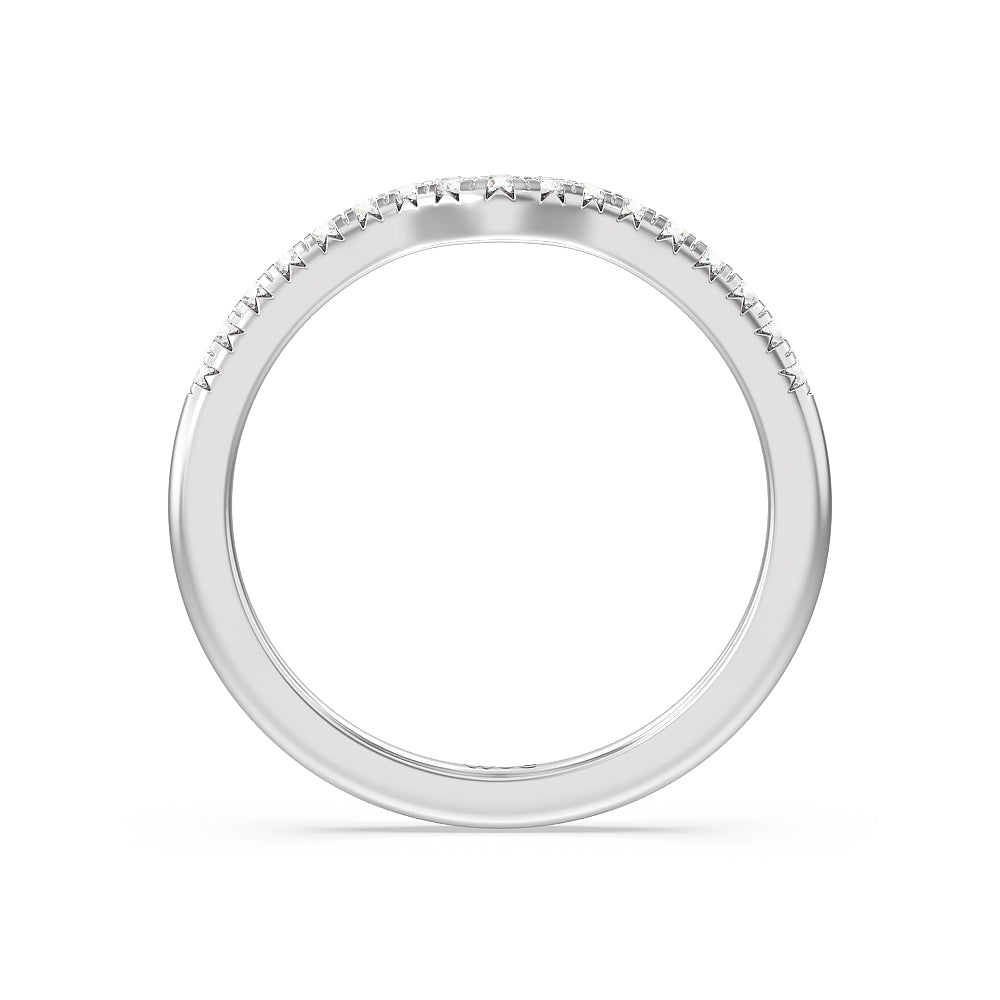 Blossom Crescent Diamond Wedding Band with Platinum Cut Diamond in 14KT Platinum view 2
