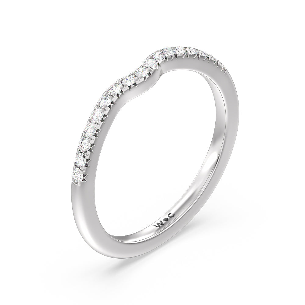 Blossom Crescent Diamond Wedding Band with Platinum Cut Diamond in 14KT Platinum view 4
