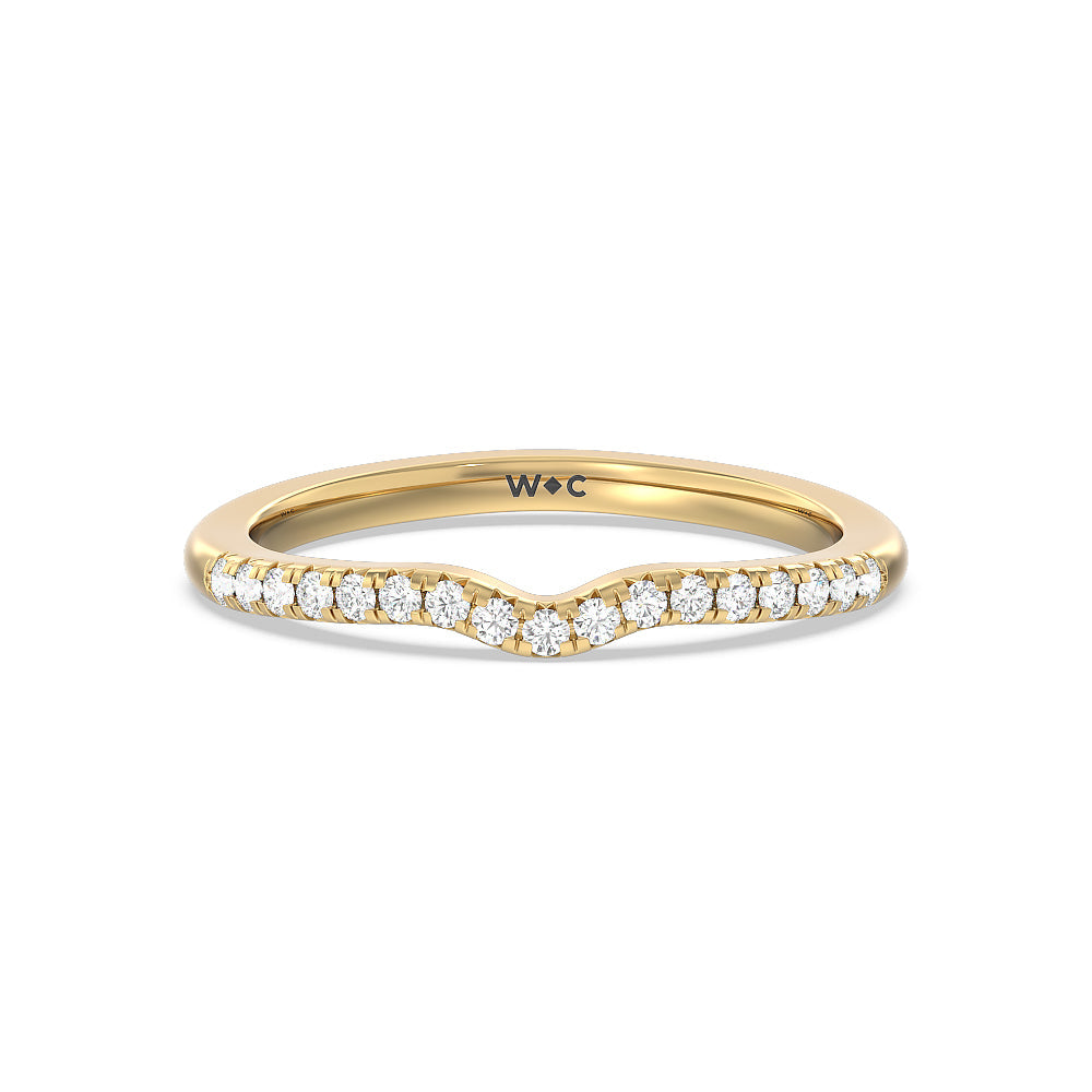 Blossom Crescent Diamond Wedding Band with 18KT Yellow Gold Cut Diamond in 14KT Yellow Gold view 1

