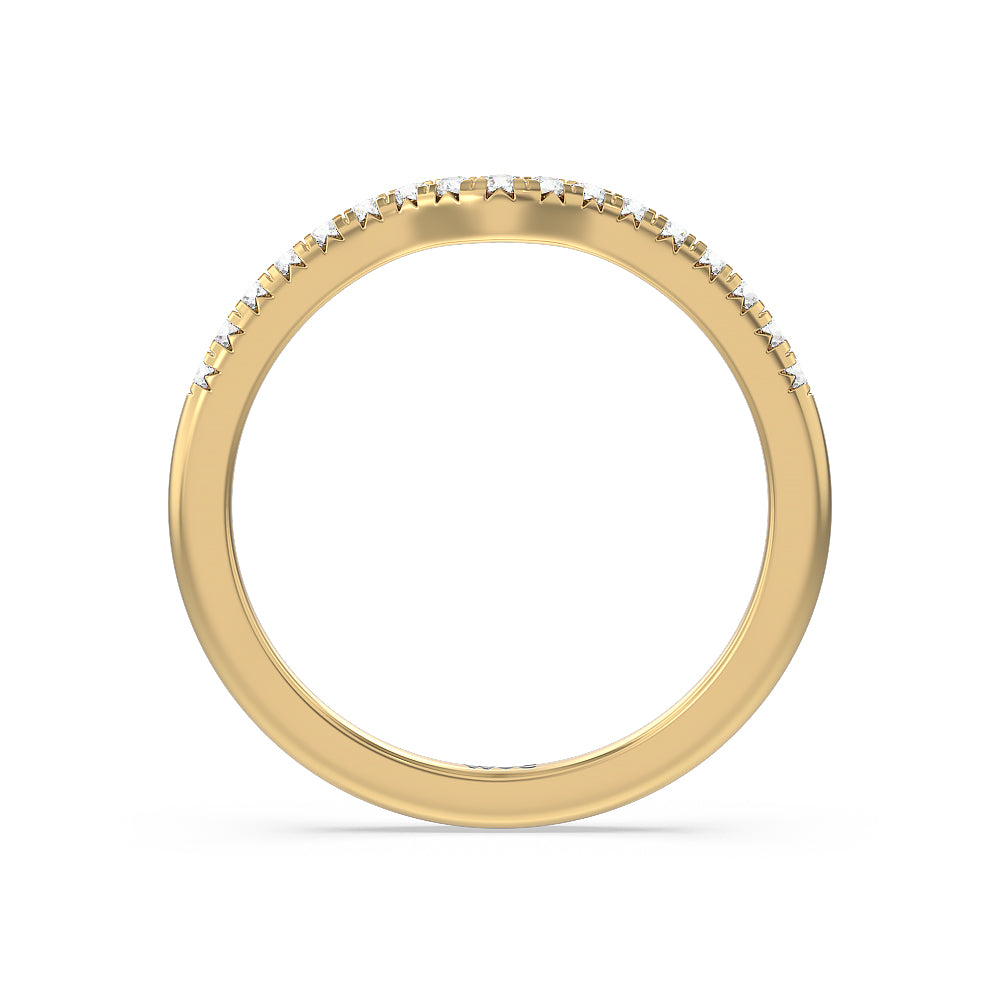 Blossom Crescent Diamond Wedding Band with 18KT Yellow Gold Cut Diamond in 14KT Yellow Gold view 2
