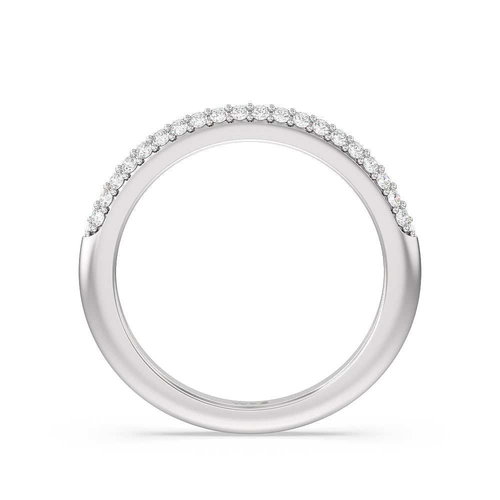 Grande Falling Edge Diamond Wedding Band with Platinum Cut Diamond in 14KT Platinum view 2
