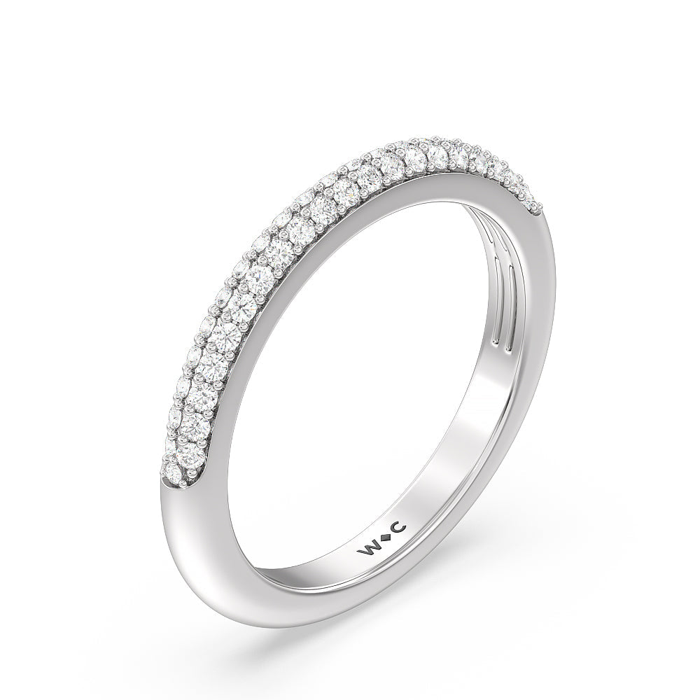 Grande Falling Edge Diamond Wedding Band with Platinum Cut Diamond in 14KT Platinum view 4
