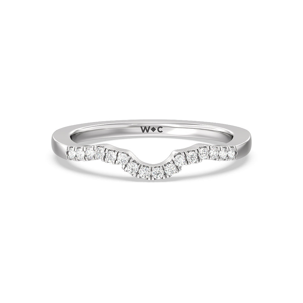 Wave Diamond Wedding Band with Platinum Cut Diamond in 14KT Platinum view 1
