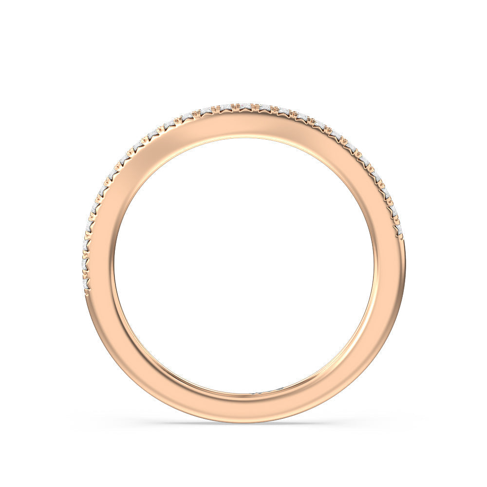 Flutter Diamond Wedding Band with 18KT Rose Gold Cut Diamond in 14KT Rose Gold view 2
