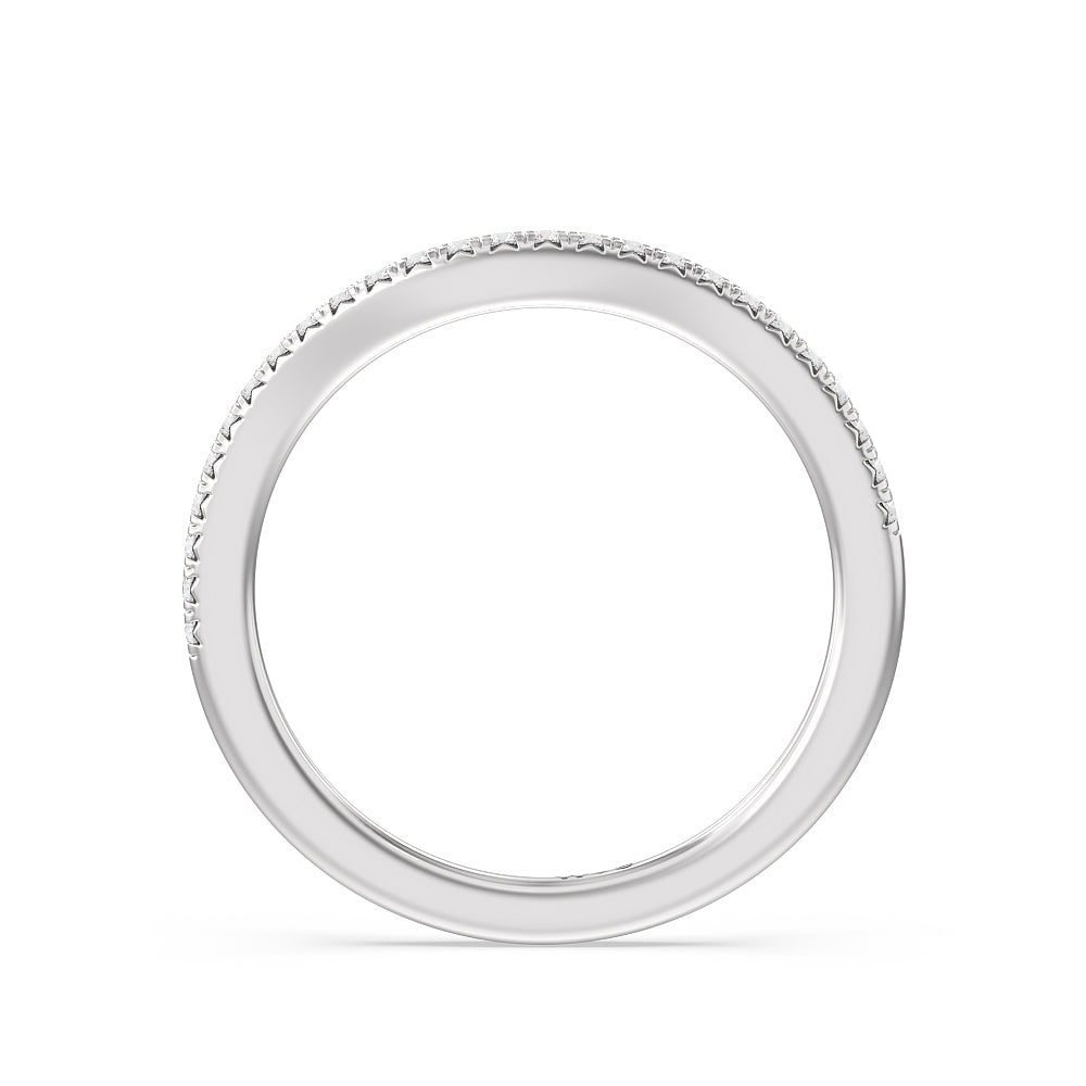 Flutter Diamond Wedding Band with Platinum Cut Diamond in 14KT Platinum view 2
