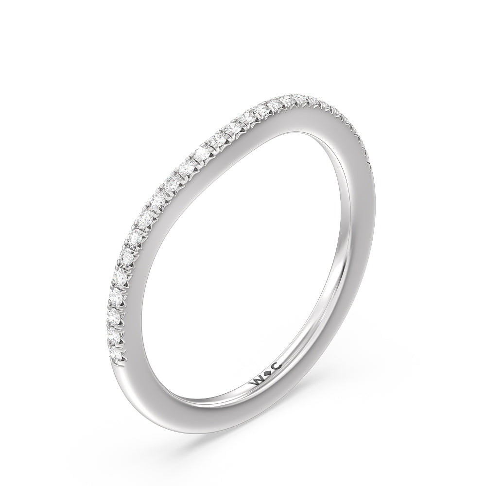 Flutter Diamond Wedding Band with Platinum Cut Diamond in 14KT Platinum view 4
