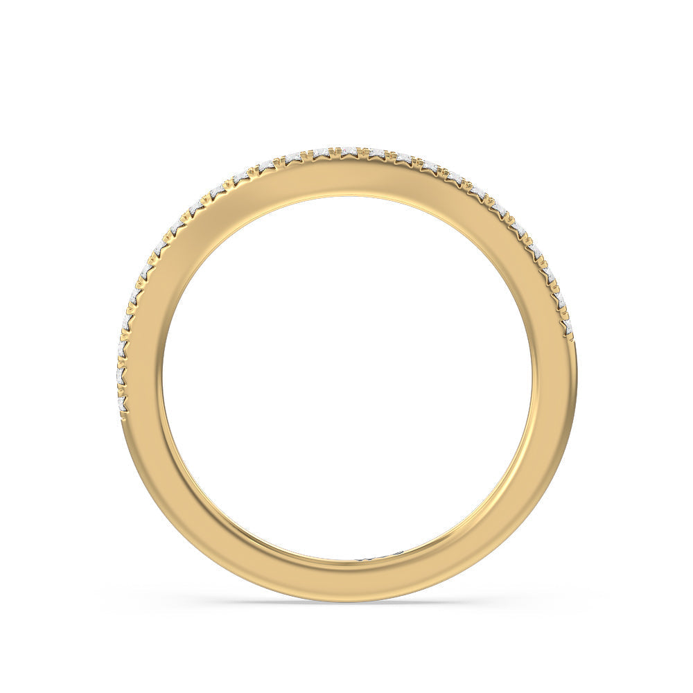 Flutter Diamond Wedding Band with 18KT Yellow Gold Cut Diamond in 14KT Yellow Gold view 2
