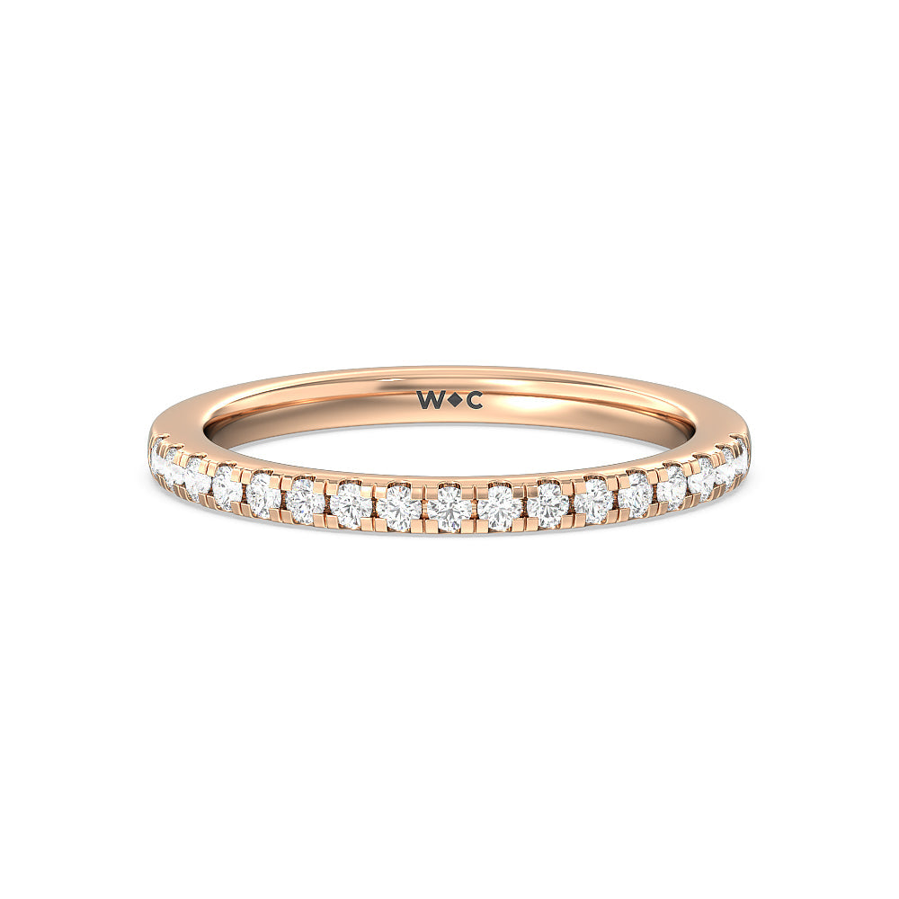 Fancy Diamond Wedding Band with 18KT Rose Gold Cut Diamond in 14KT Rose Gold view 1
