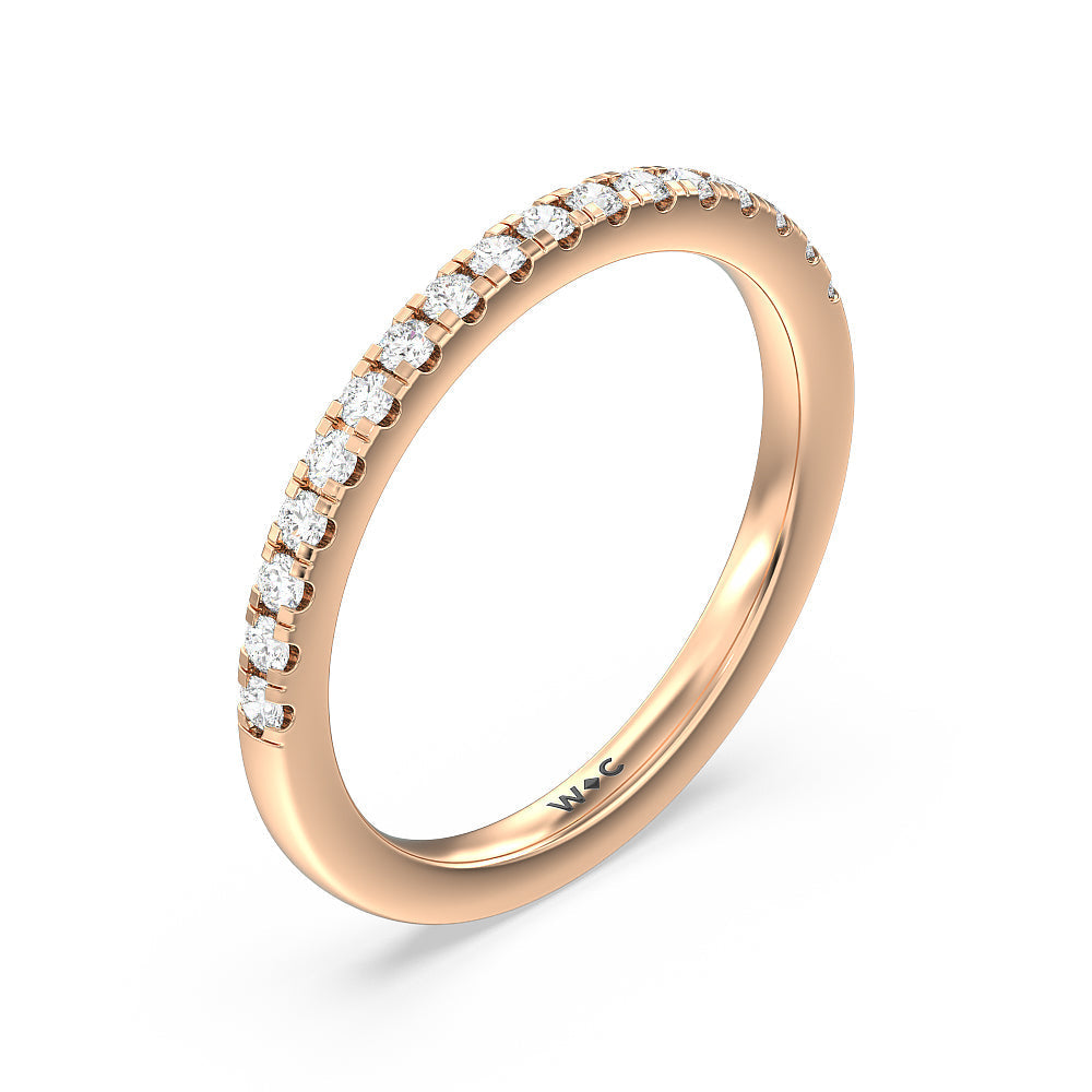 Fancy Diamond Wedding Band with 18KT Rose Gold Cut Diamond in 14KT Rose Gold view 4
