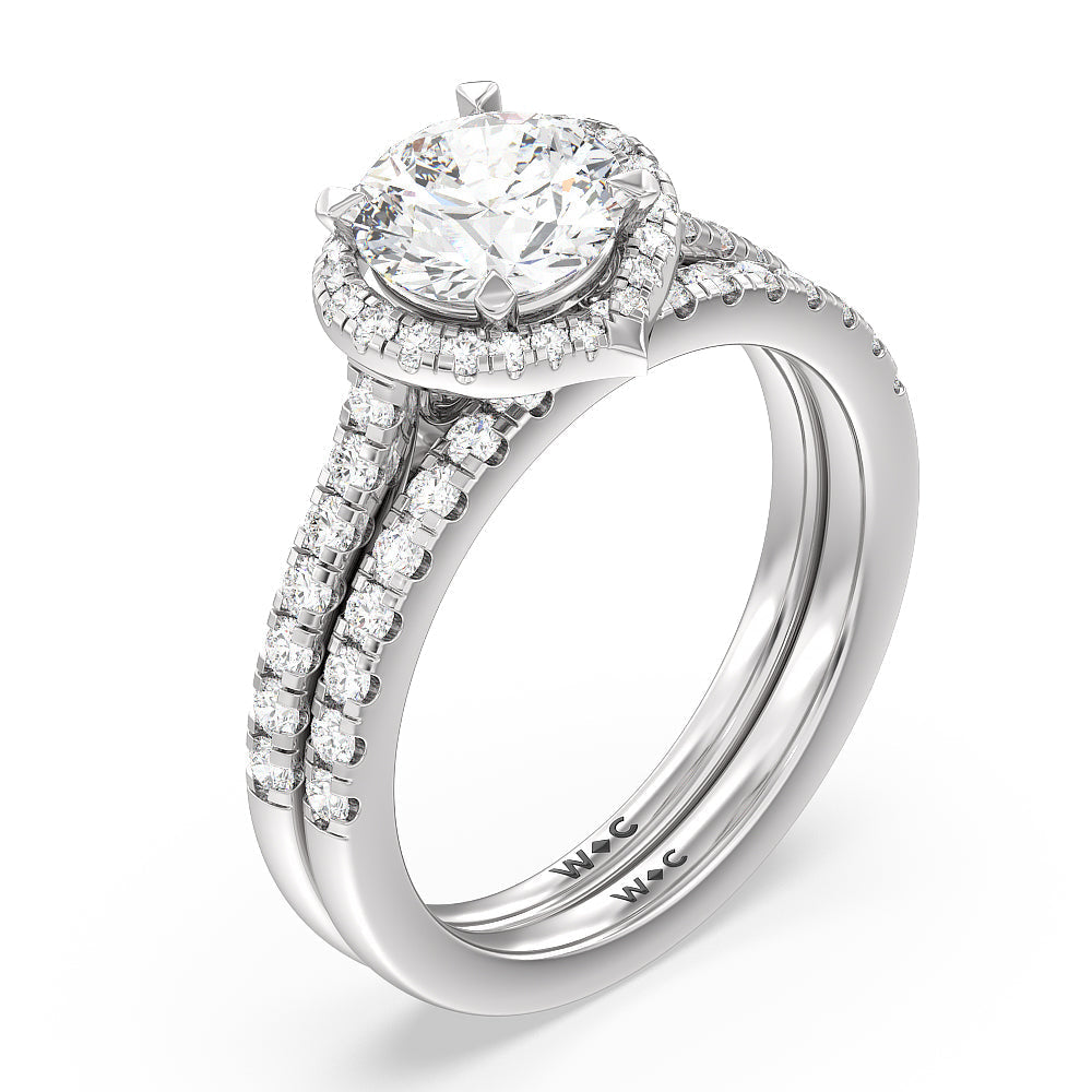 Fancy Diamond Wedding Band with Platinum Cut Diamond in 14KT Platinum view 3
