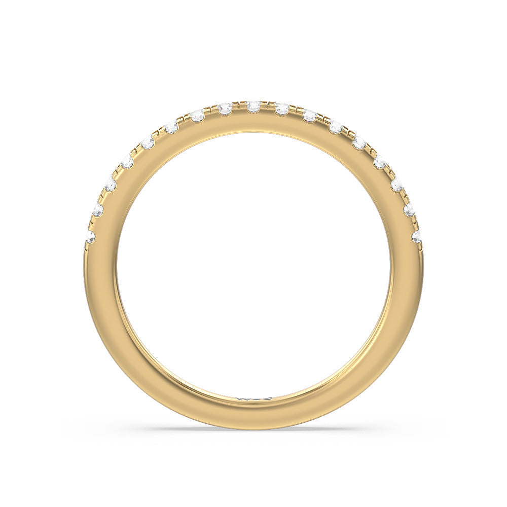 Fancy Diamond Wedding Band with 18KT Yellow Gold Cut Diamond in 14KT Yellow Gold view 2

