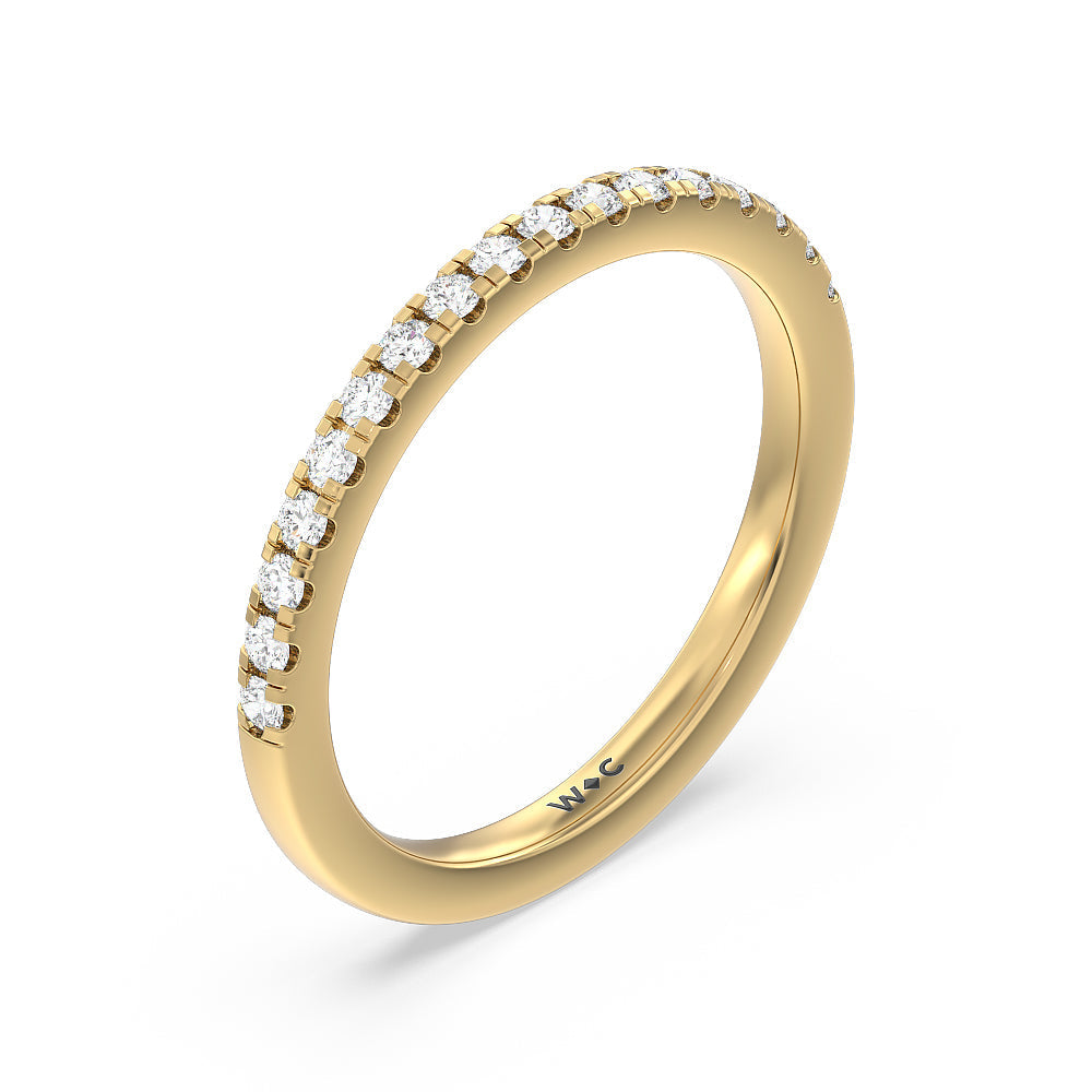 Fancy Diamond Wedding Band with 18KT Yellow Gold Cut Diamond in 14KT Yellow Gold view 4
