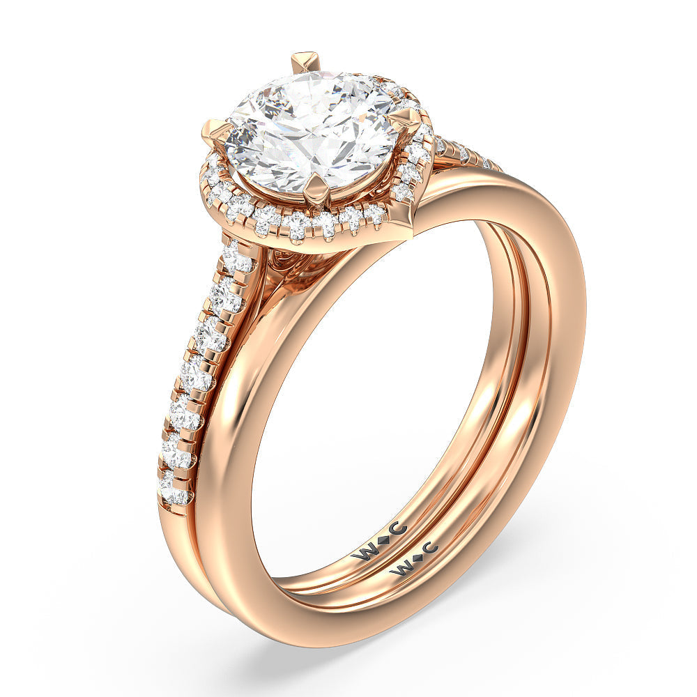 Fancy Wedding Band with 18KT Rose Gold Cut Diamond in 14KT Rose Gold view 3
