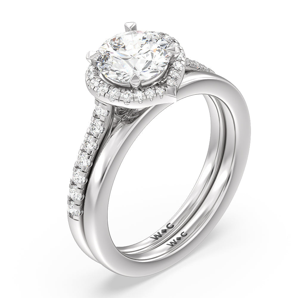 Fancy Wedding Band with Platinum Cut Diamond in 14KT Platinum view 3
