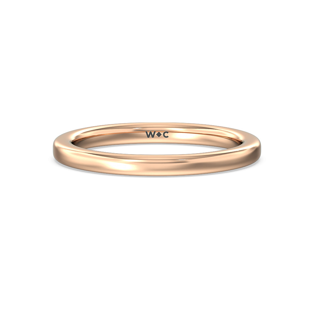 Fine Line Hidden Halo Wedding Band with 18KT Rose Gold Cut Diamond in 14KT Rose Gold view 1
