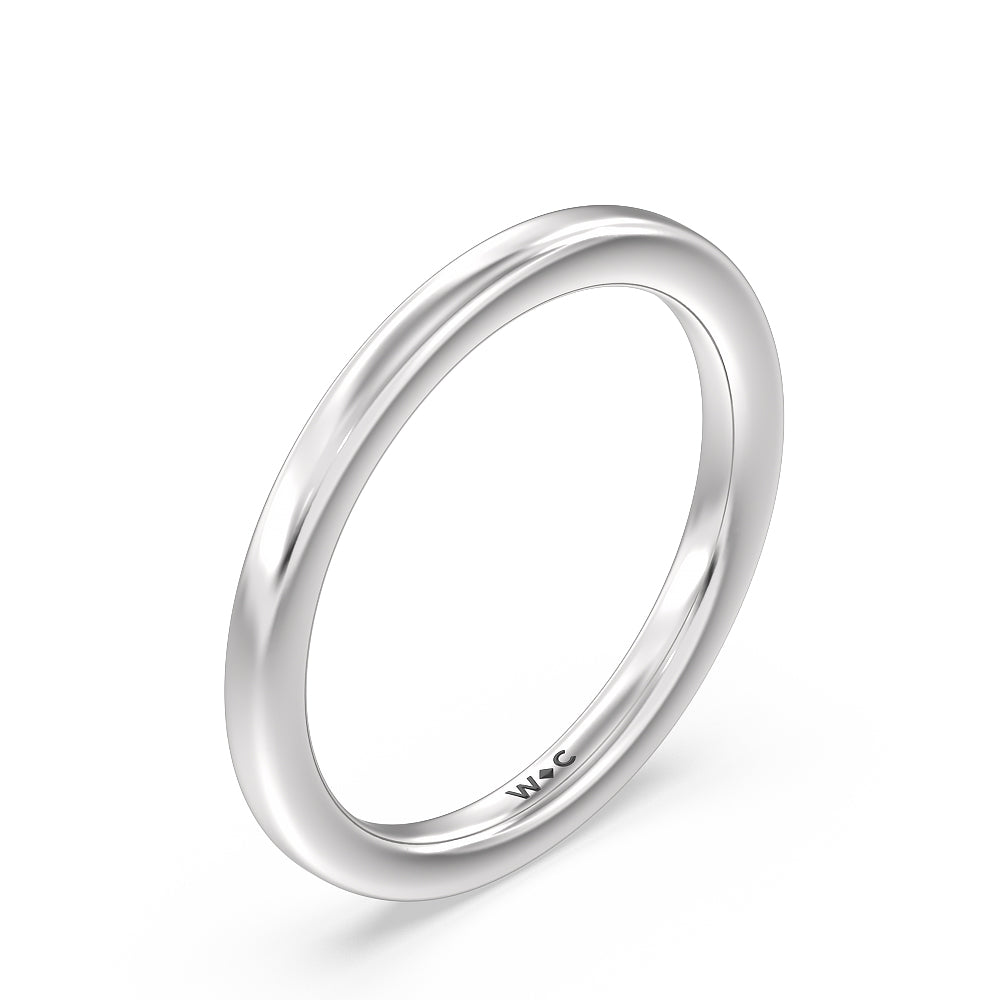 Fine Line Hidden Halo Wedding Band with Platinum Cut Diamond in 14KT Platinum view 4
