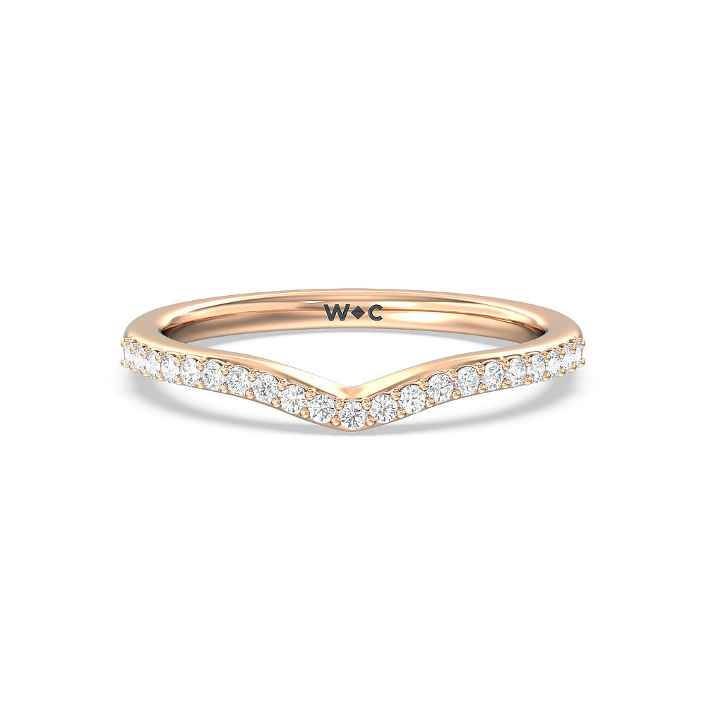 Trio Peekaboo Fine Line Diamond Wedding Band with 18KT Rose Gold Cut Diamond in 14KT Rose Gold view 1
