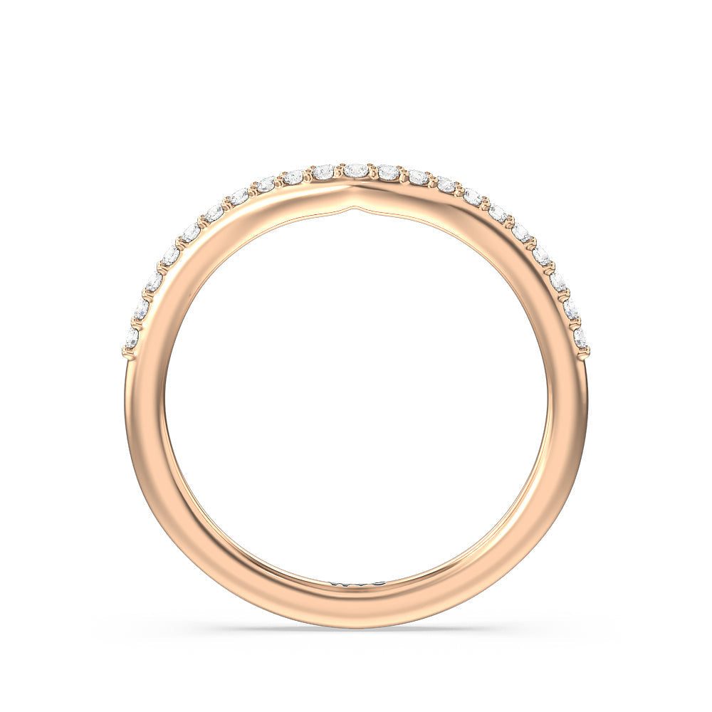 Trio Peekaboo Fine Line Diamond Wedding Band with 18KT Rose Gold Cut Diamond in 14KT Rose Gold view 2
