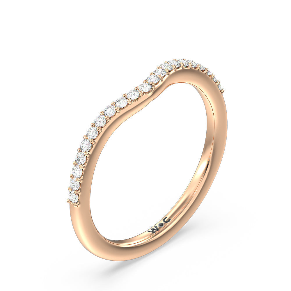 Trio Peekaboo Fine Line Diamond Wedding Band with 18KT Rose Gold Cut Diamond in 14KT Rose Gold view 4
