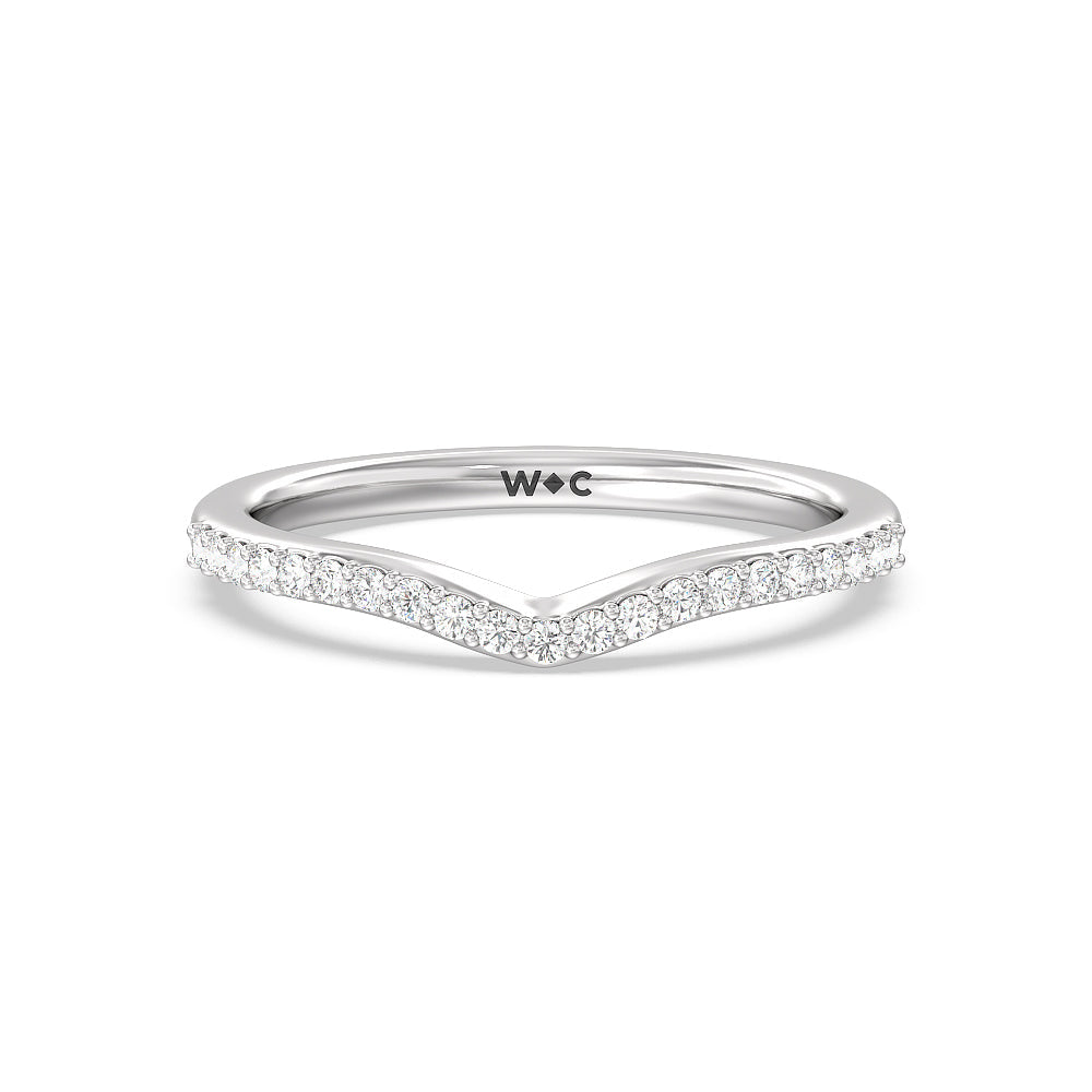Trio Peekaboo Fine Line Diamond Wedding Band with Platinum Cut Diamond in 14KT Platinum view 1

