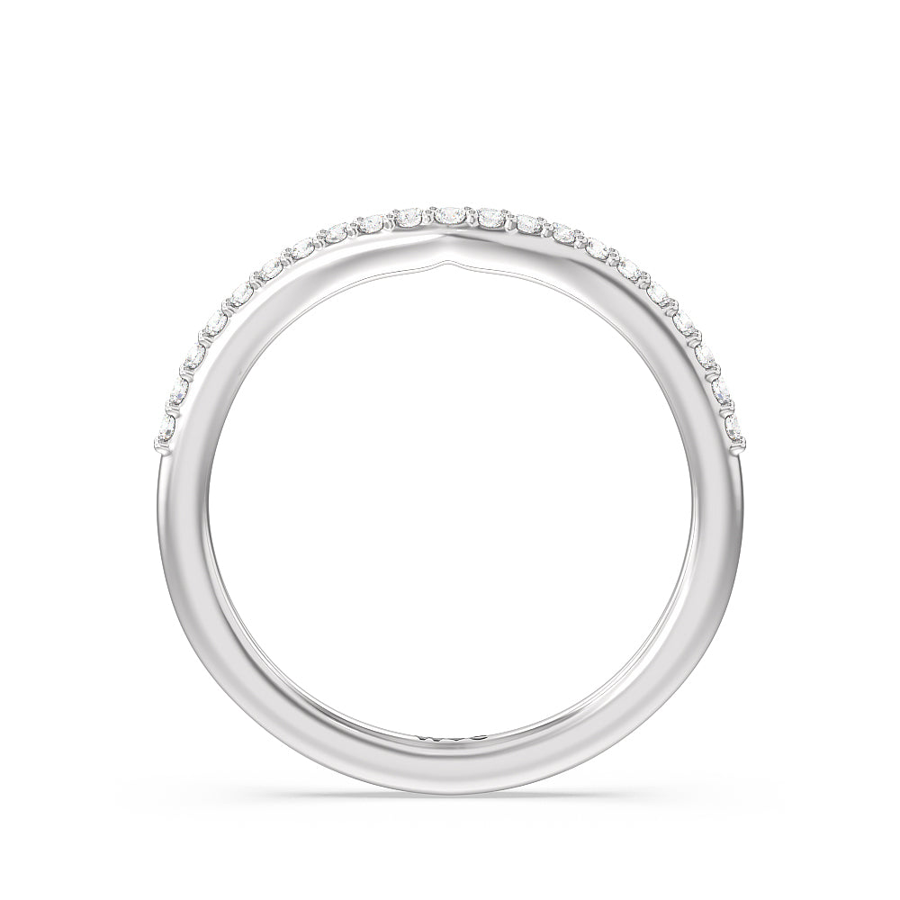 Trio Peekaboo Fine Line Diamond Wedding Band with Platinum Cut Diamond in 14KT Platinum view 2
