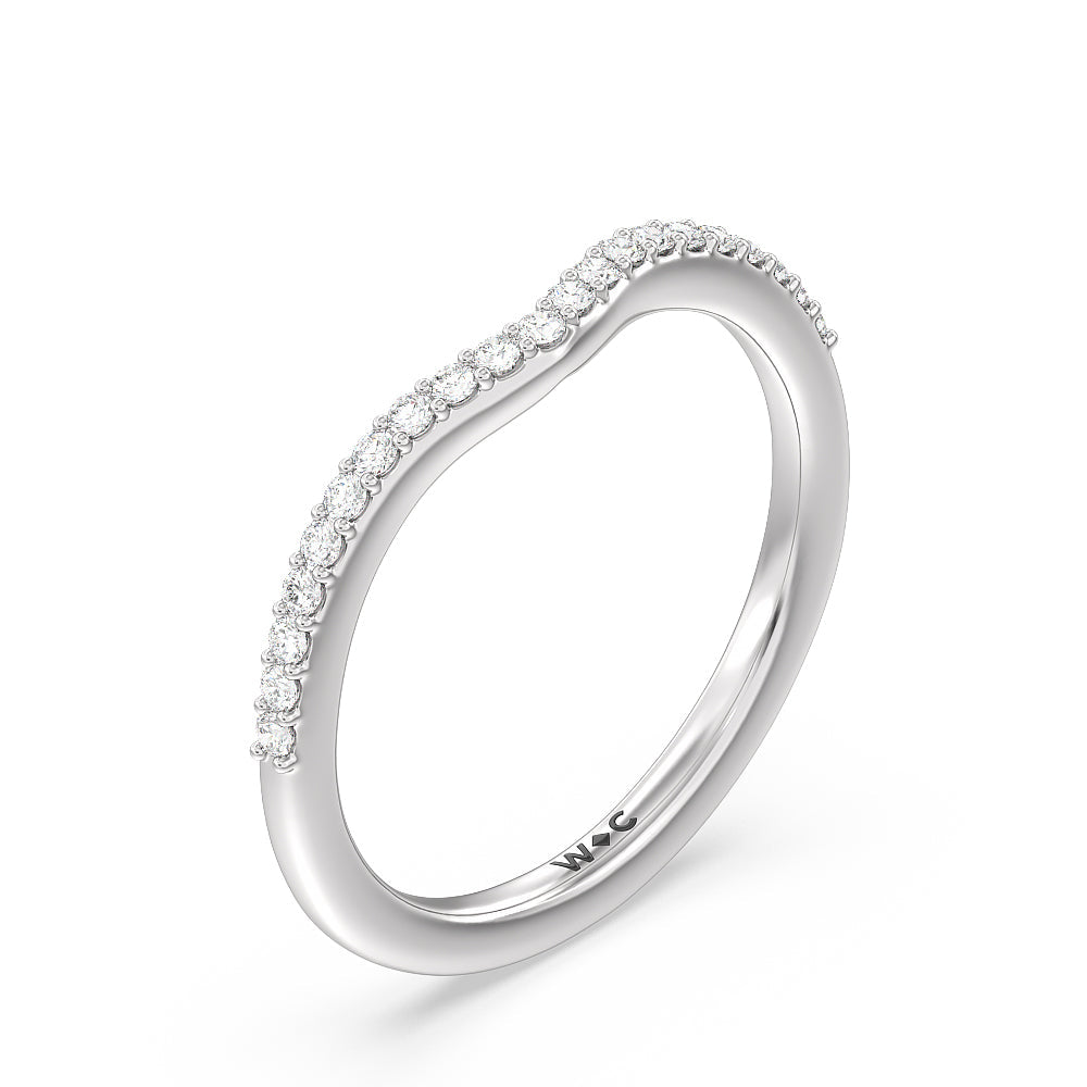 Trio Peekaboo Fine Line Diamond Wedding Band with Platinum Cut Diamond in 14KT Platinum view 4
