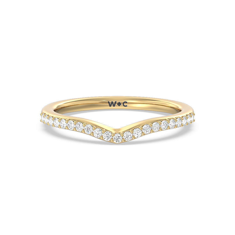 Trio Peekaboo Fine Line Diamond Wedding Band with 18KT Yellow Gold Cut Diamond in 14KT Yellow Gold view 1
