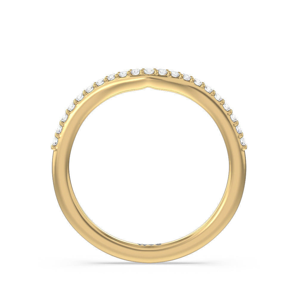 Trio Peekaboo Fine Line Diamond Wedding Band with 18KT Yellow Gold Cut Diamond in 14KT Yellow Gold view 2

