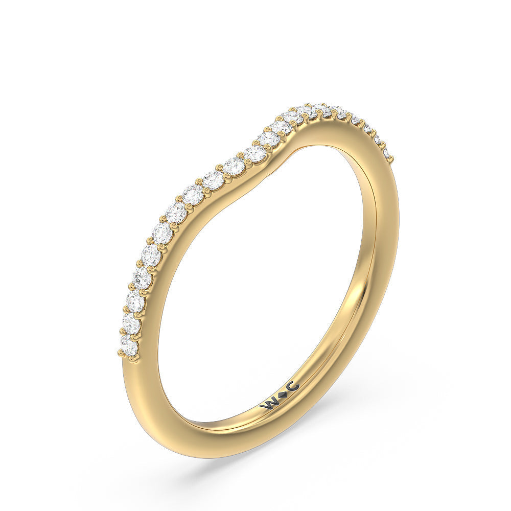 Trio Peekaboo Fine Line Diamond Wedding Band with 18KT Yellow Gold Cut Diamond in 14KT Yellow Gold view 4
