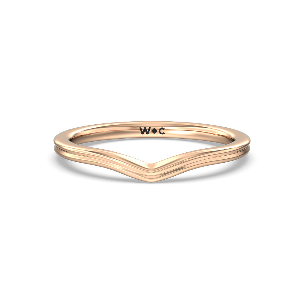 Trio Peekaboo Fine Line Wedding Band with 18KT Rose Gold Cut Diamond in 14KT Rose Gold view 1
