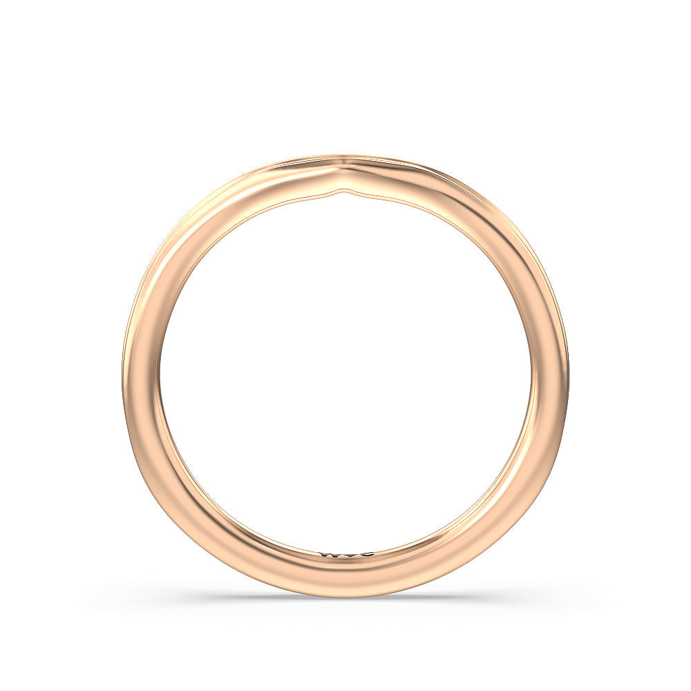 Trio Peekaboo Fine Line Wedding Band with 18KT Rose Gold Cut Diamond in 14KT Rose Gold view 2
