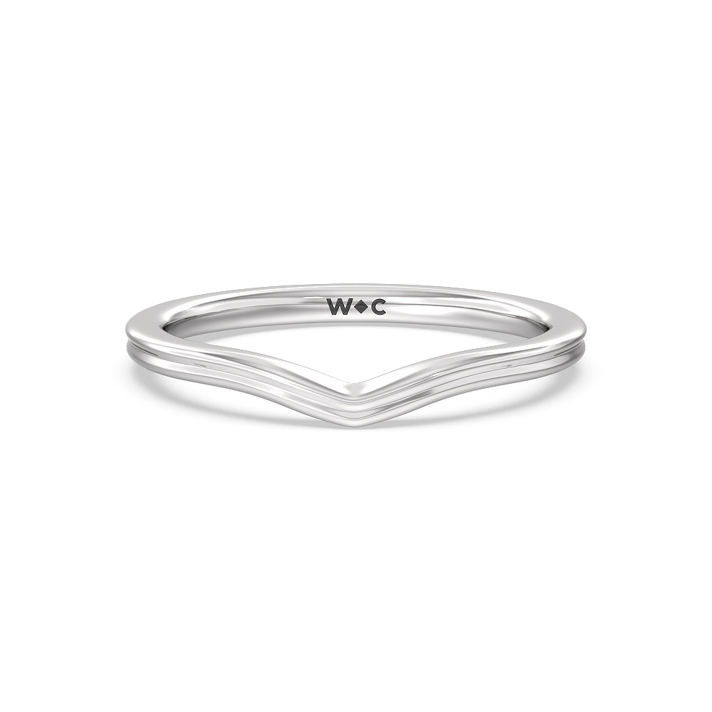 Trio Peekaboo Fine Line Wedding Band with Platinum Cut Diamond in 14KT Platinum view 1
