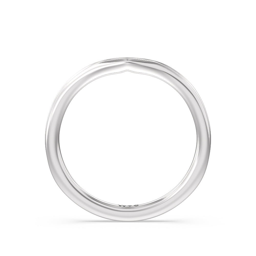 Trio Peekaboo Fine Line Wedding Band with Platinum Cut Diamond in 14KT Platinum view 2
