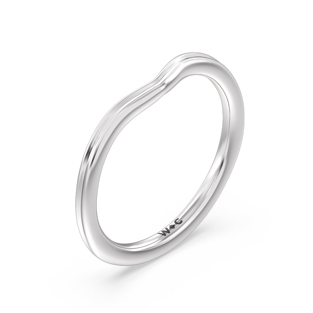 Trio Peekaboo Fine Line Wedding Band with Platinum Cut Diamond in 14KT Platinum view 4
