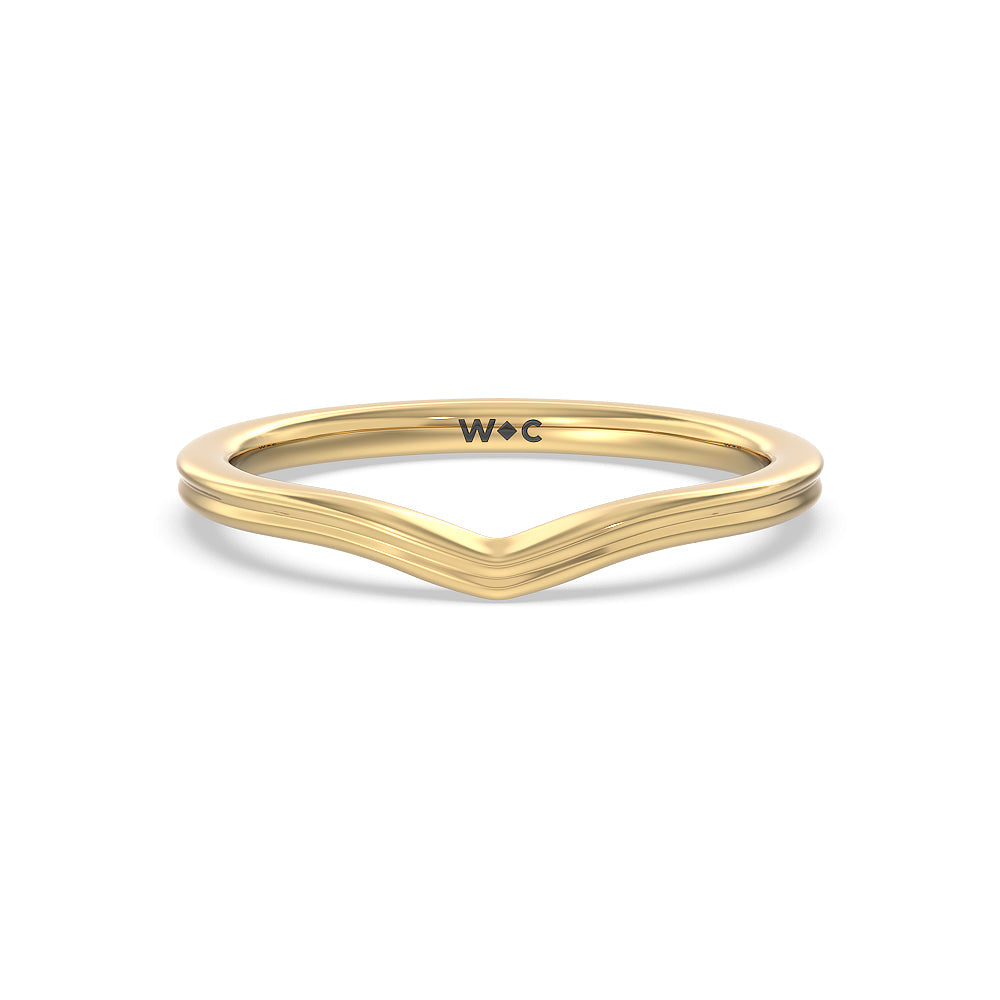 Trio Peekaboo Fine Line Wedding Band with 18KT Yellow Gold Cut Diamond in 14KT Yellow Gold view 1
